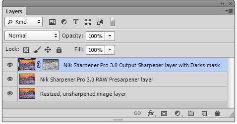 Layer stack from final image sharpening