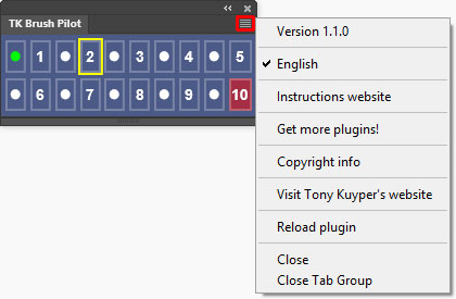 TK Brush Pilot preferences menu