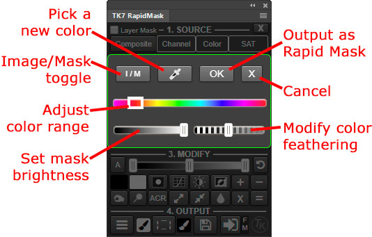 Infinity color mask control panel