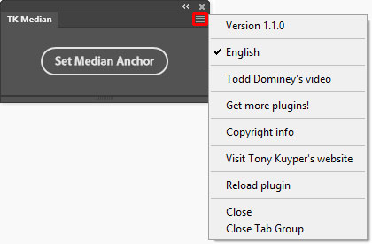 TK Median preferences menu