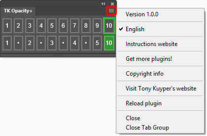 TK Opacity+ preferences menu