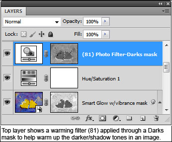 Darks mask on photo filter adjustment layer