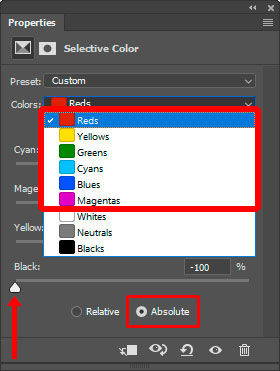 Selective color adjustment